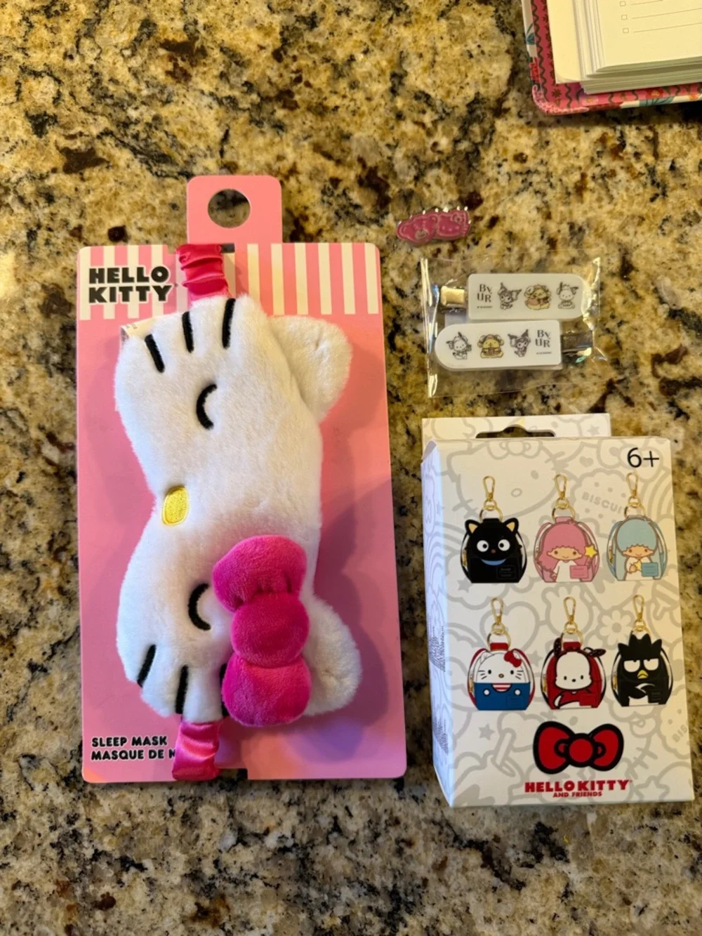 Hello Kitty White & Pink Plush Kids Sleep Mask with Bow